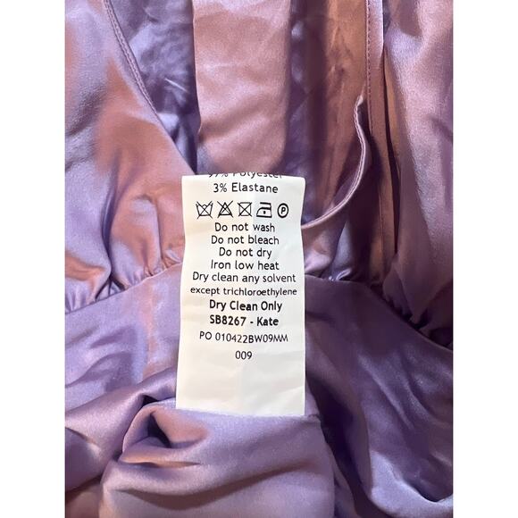 House of CB Kate Orchid Satin Wrap Front Mini Dress Size S Small - Picture 9 of 10